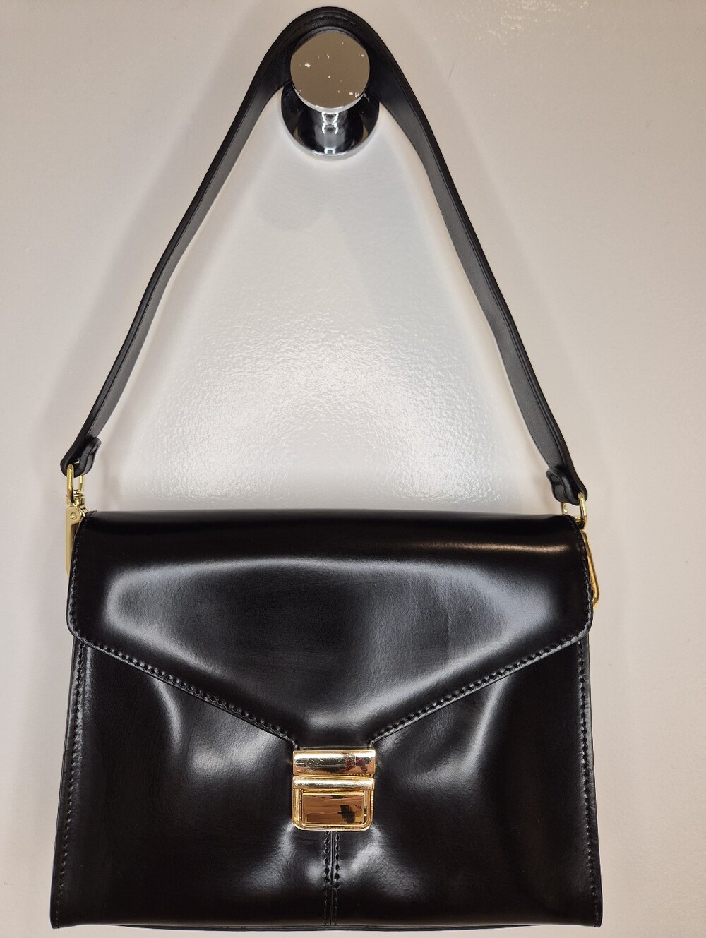 LK Bennett SH Miranda Black Calf Leather Shoulder Bag Made In Italy